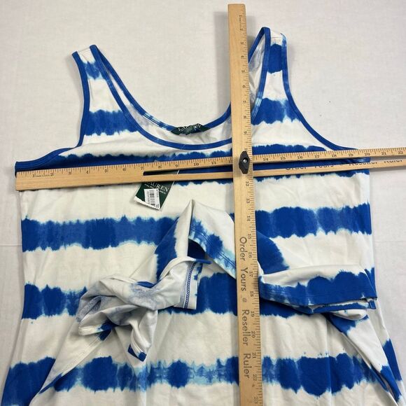 Lauren Ralph Lauren Maxi Tank Dress Tie Dye Sleeveless Beachy Resortwear XL NEW - Picture 7 of 13